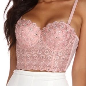 White jeweled bustier